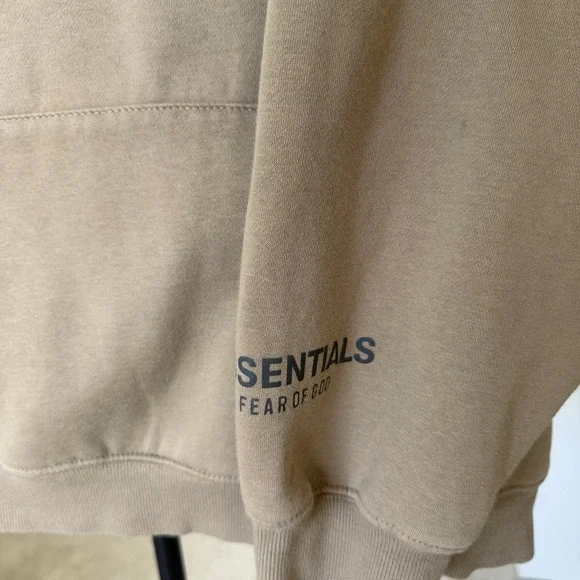 Fear of God Essentials Hoodie Beige Men's XL Premium Fleece Pullover